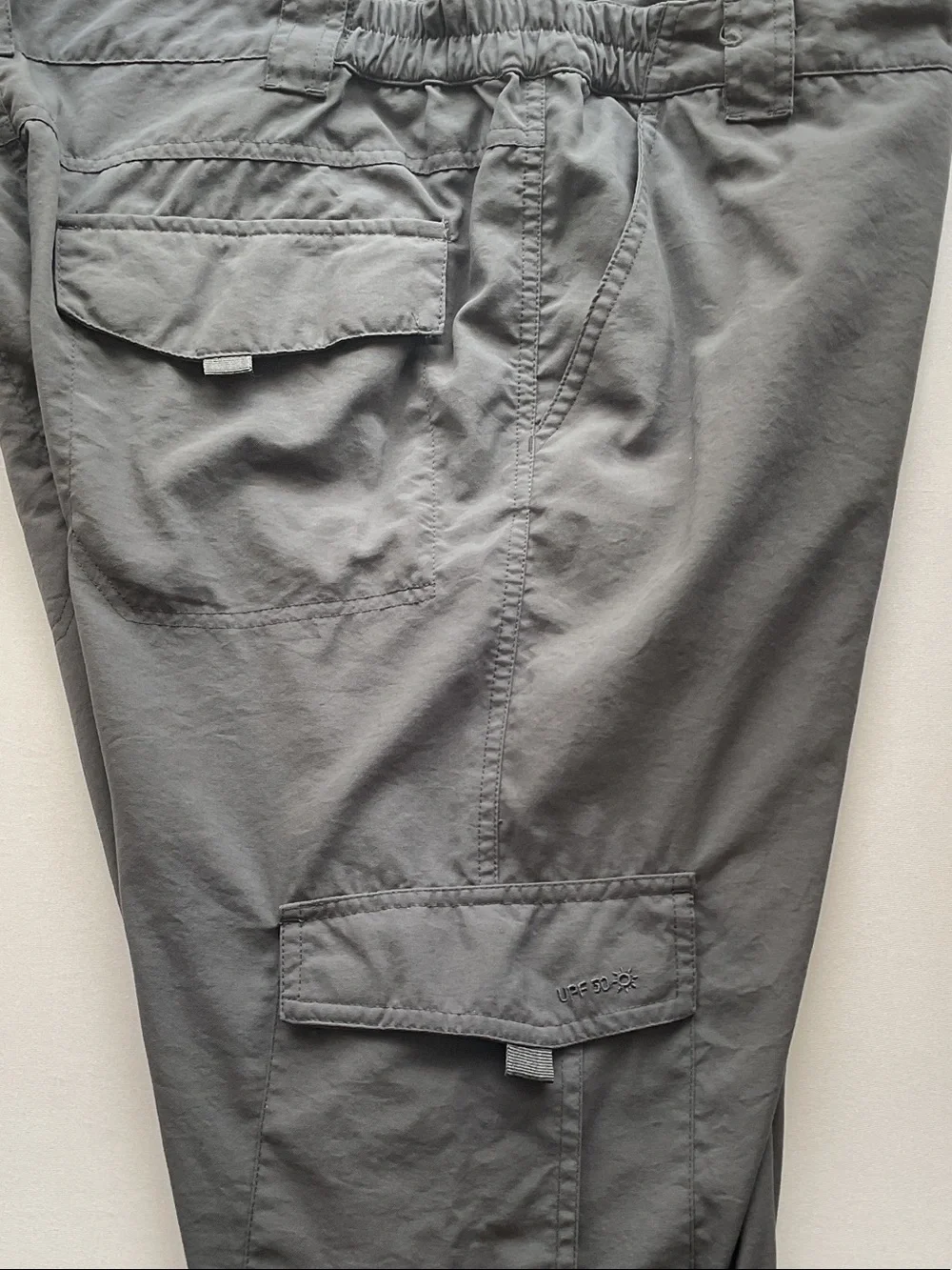 Men's Dark Gray Cargo Pants with Elastic Waist UPF 50 Adjustable Length